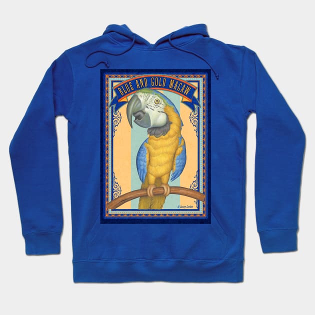 Cute African Blue and Gold Macaw with blue trim Hoodie by Danny Gordon Art